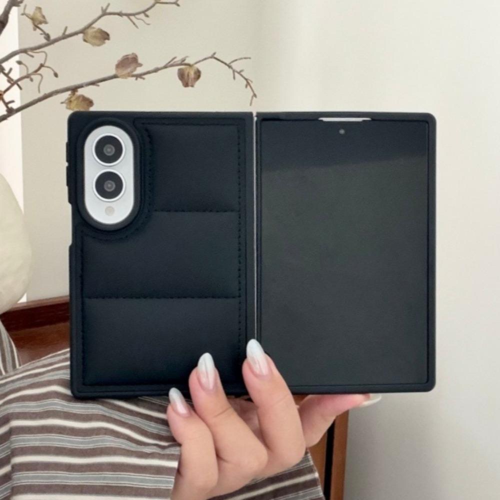 Роскошный однотонный пуховик Пальто Чехол для телефона для Samsung Galaxy Z Fold 8 Fold8 Мягкое прикосновение Матовый Бампер Противоударная задняя крышка