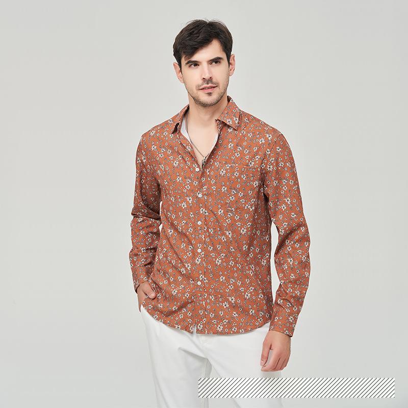 Мужские удобные свободные рубашки с принтом, рубашка на пуговицах с длинными рукавами, повседневная пляжная праздничная рубашка для мужчин, легкие винтажные дышащие мягкие рубашки с лацканами