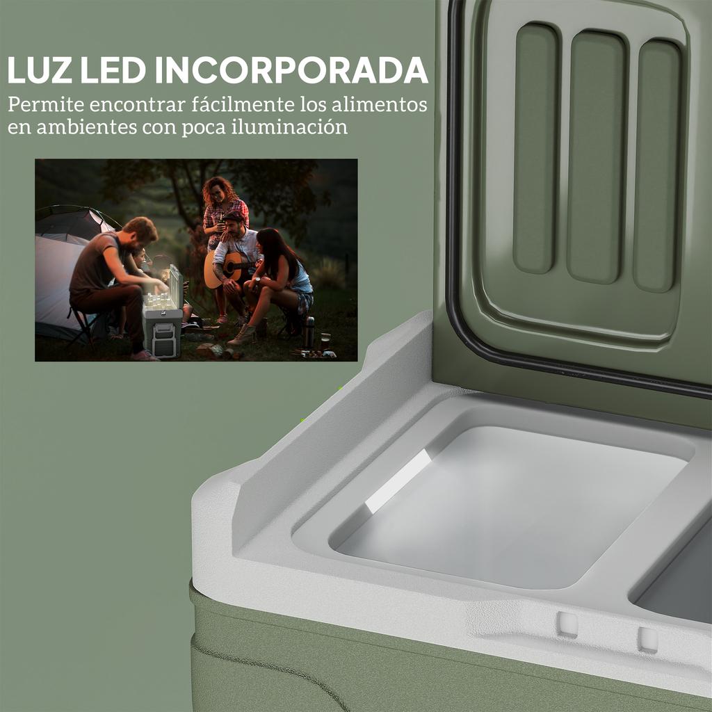 Portable Car Refrigerator, 45L, 12V/24V, -20 to +20 C, LED Touch, 64.5 x 43.5 x 53 cm, Green
