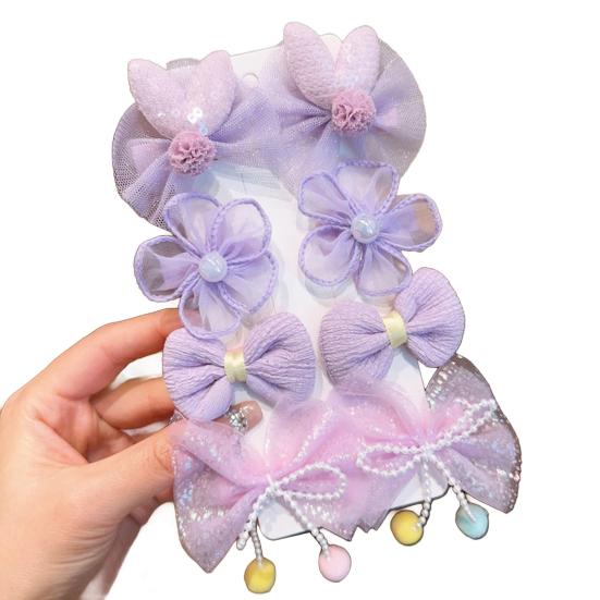 8 шт. Заколки для волос Сетчатая пряжа Бант Цветок Декор Заколки для волос Мультяшные