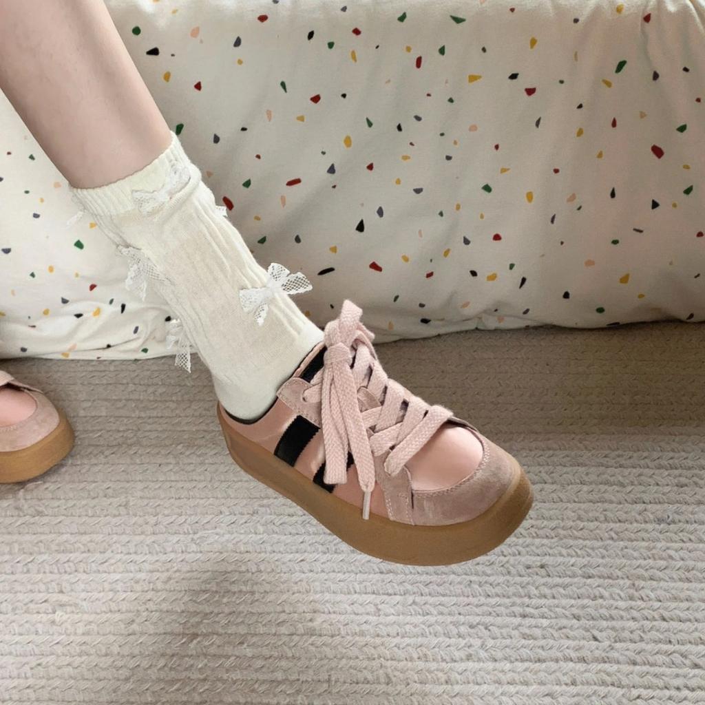 Полушлепанцы с толстой подошвой в стиле ретро баотоу женские летние 2024 новинка ленивые слипоны универсальная повседневная обувь