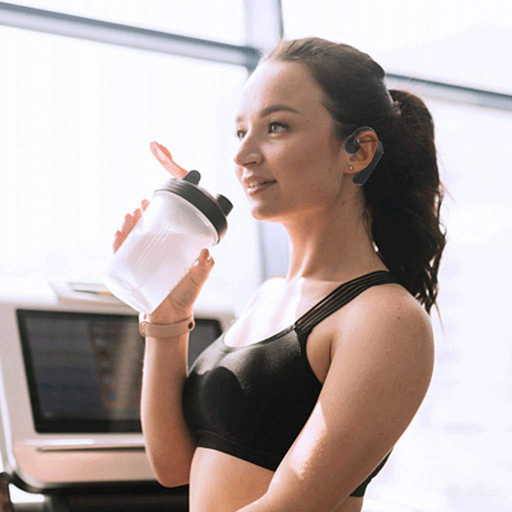 Open-Ear Bone Conduction Bluetooth-compatible Headphones with Lightweight Neckband Waterproof Black Bicycling Hiking