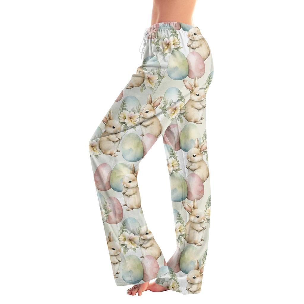 Женские модные свободные повседневные брюки с пасхальным принтом