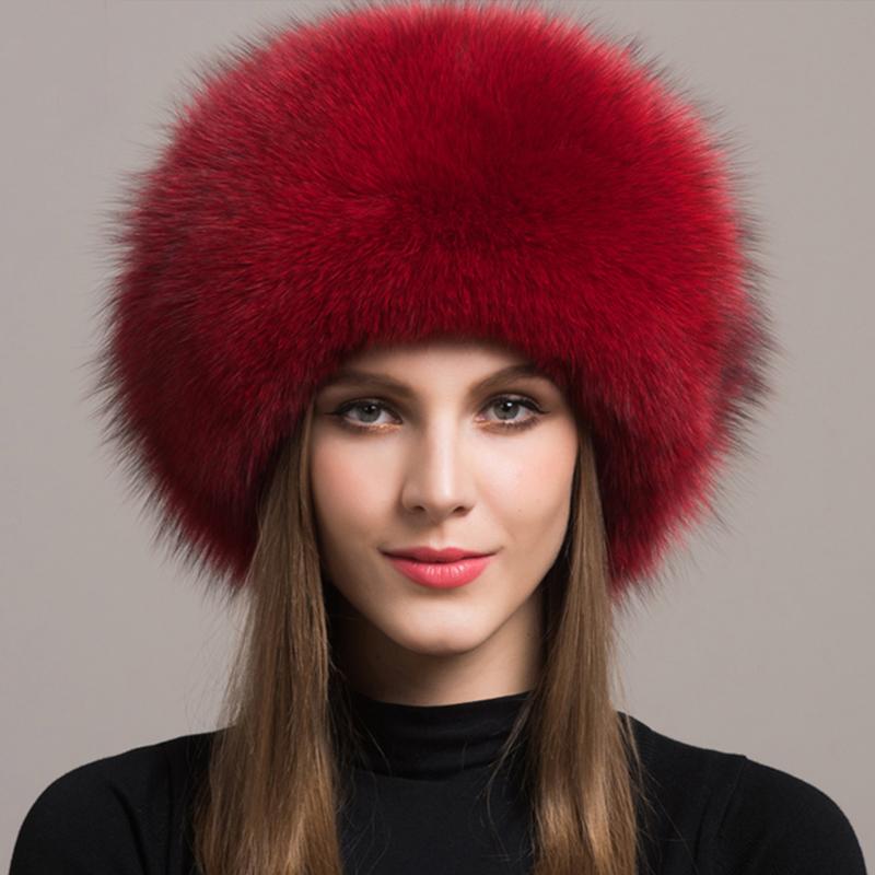 Fox Fur Hat Women Cap Thick Fur Cap Winter Warm Hat Female Fashion For Women Hat With Earmuffs Hat