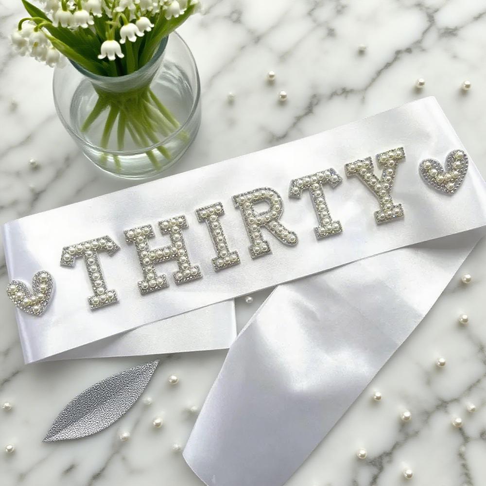 Блестящая жемчужная лента на 30-летие Лента для вечеринки по случаю дня рождения Тема «Последняя дискотека» Стразы Блестящая лента «Тридцать» Декор для 30-летия девушки