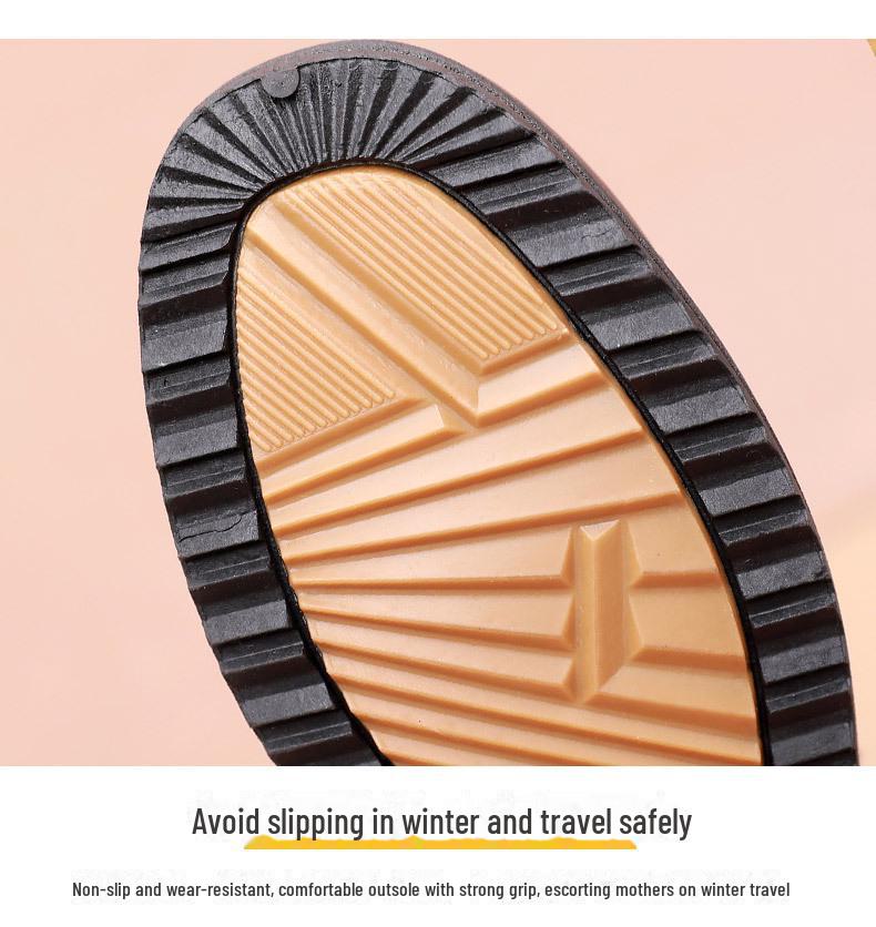 Зимние кожаные балетки Mom's Non-Slip с бархатной подкладкой для женщин постарше