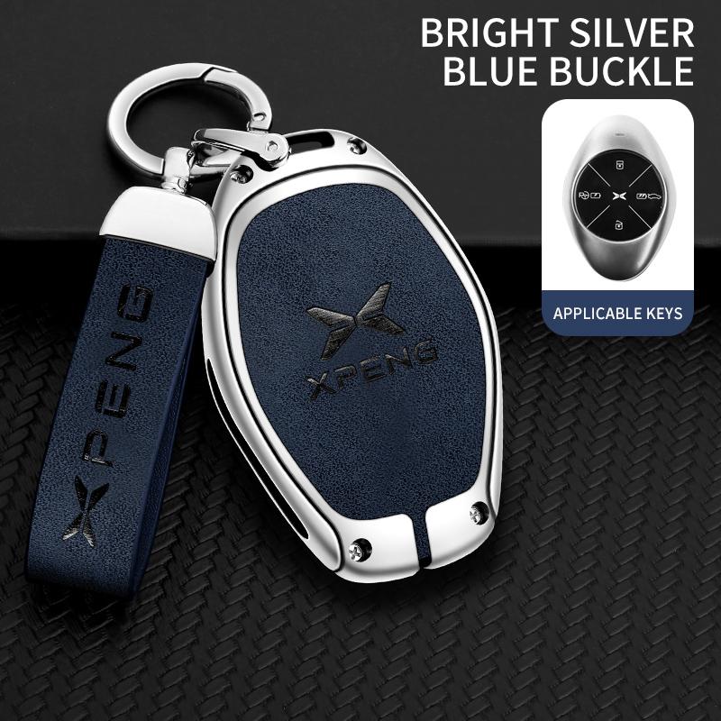 Zinc Alloy Leather Car Remote Key Cover Xpeng P7 P7I P5 G3 G3I G9 G6 Key Fob Car Key Case Protective Cover Auto Accessories