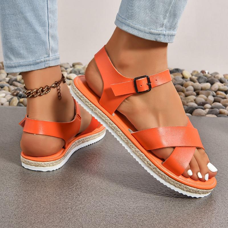 Летняя популярная женская обувь, модные однотонные женские сандалии с открытым носком, большие размеры, повседневные женские сандалии с одной пряжкой