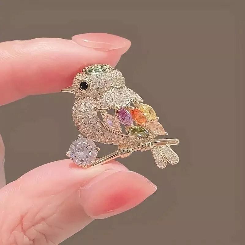 Shiny Rhinestone Cute Bird Corsage Brooch Pins Decorated Clothing Lapel Pin Women Magpie Jewelry