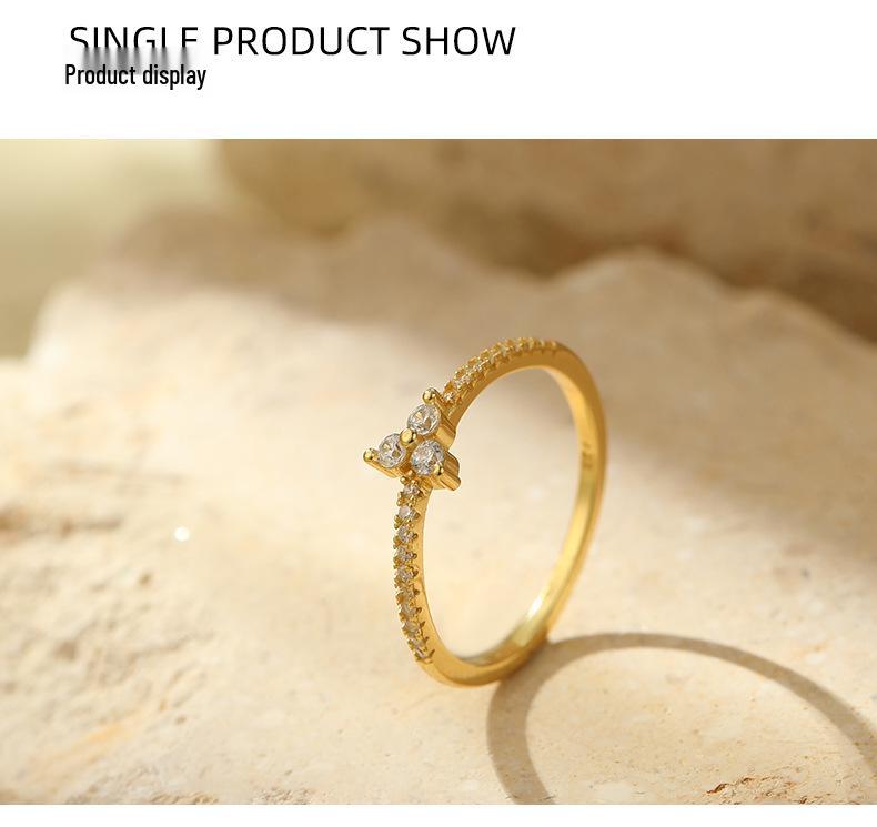 Banyan Tree S925 Silver Diamond Korean Ring - Women's Simple, Versatile Index Finger Jewelry