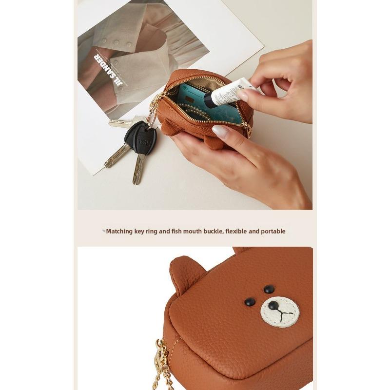 Cute coin change bag female mini cartoon small wallet earphone storage bag bear large capacity