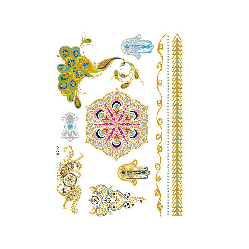 Yh ретро большая бронзовая татуировка наклейка водонепроницаемая татуировка наклейка Amazon набор горячая серебристая цветная печать наклейка