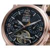 [Ticento]Men's Open Heart Multi-Function Automatic Leather Watch TS50601BROBK + Shopping Bag, Korean Luxury Watches