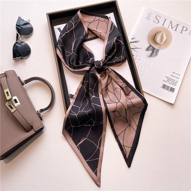 Luxury Brand Horse Printed Scarf Elegant Slender Thin Silky Scarf Women's Casual Decorative Neck Scarf