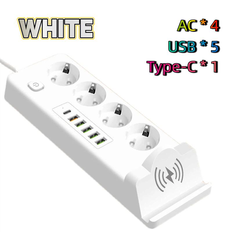 EU To EU Power Station – Multi-Outlet USB PD Strip with Built-in Charging Pad