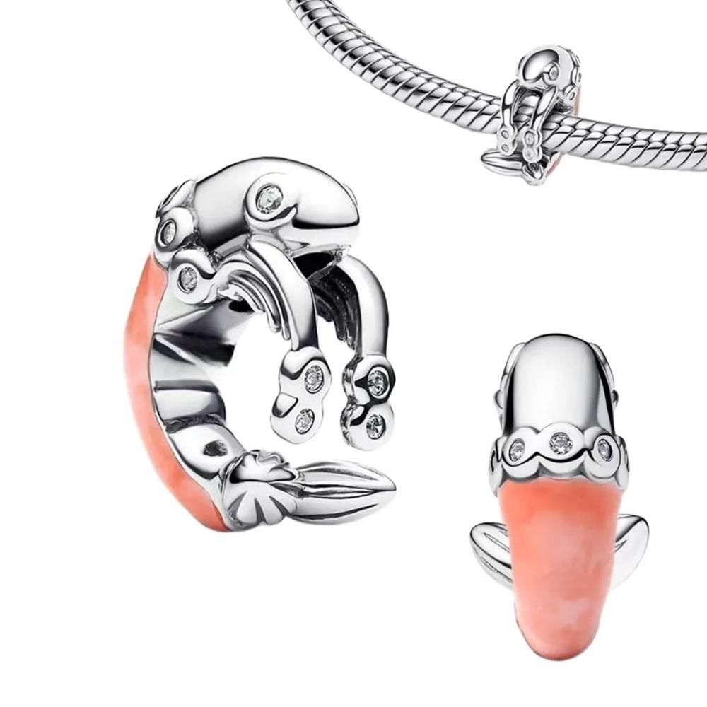 925 Silver Pink Blossom Dangle Charm Butterfly Heart Flower Rose Bird Bead For DIY Necklace Bracelet Fine Jewellery