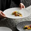 Круглая мраморная керамическая тарелка для основного блюда, стейк, матовая мелкая тарелка, кухонные принадлежности, украшение для обеденного стола в гостиной