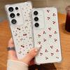 For Samsung S25 Ultra S24 FE S23 A56 A36 A16 A15 A55 A35 Phone Case Cherry Pattern Clear Soft Silicone Lens Protection Slim Shockproof Bumper Cover