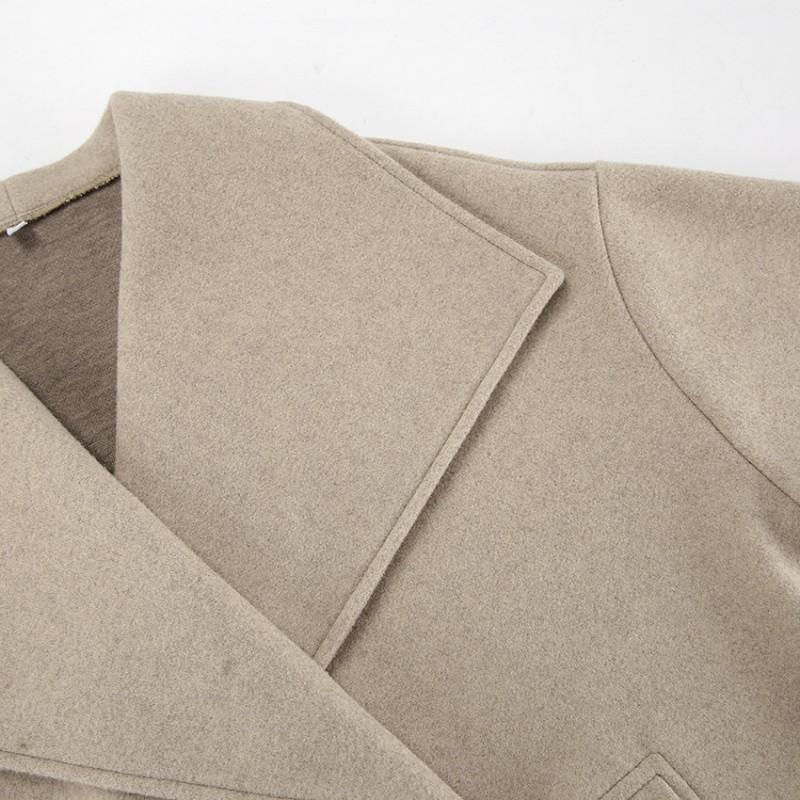 Womens Short Double Breasted Wool Blend Coat 2025 Winter Loose Fit Elegant Commuter Outerwear