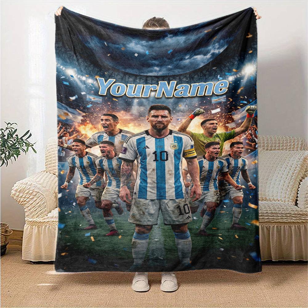 Messi Customize Text Blanket Multi-purpose Customizable Blanket Warmthful Decor Suitable for Home Decor Living Room Office Chair Nap for All Occasions