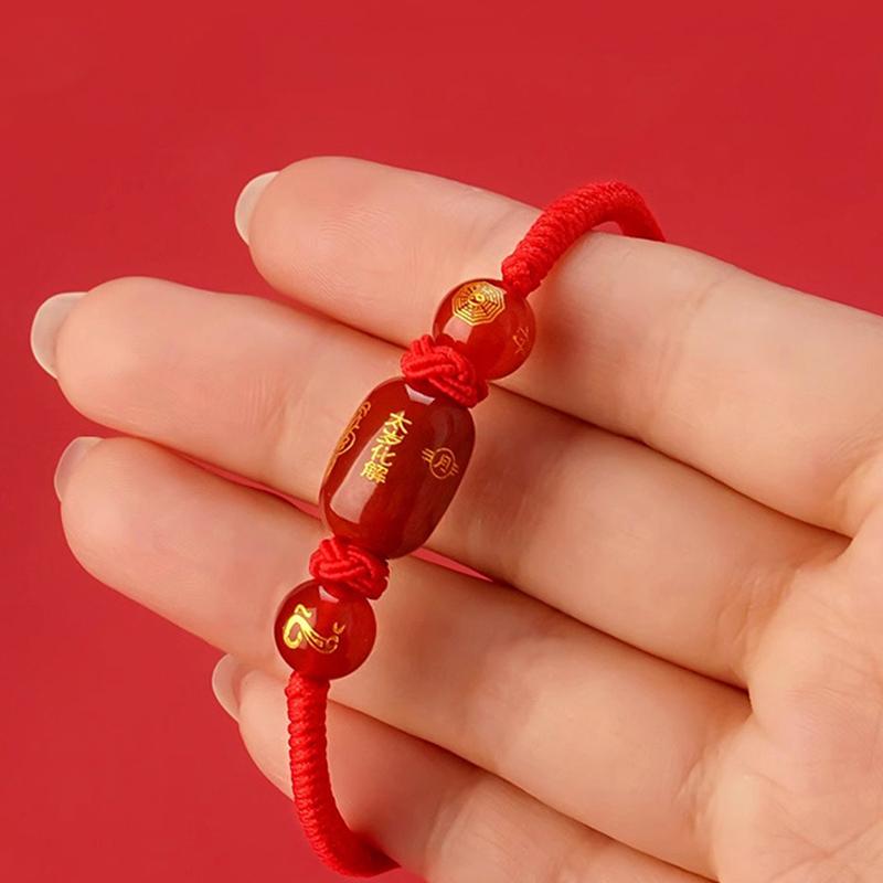 2025 Snake Year Lucky Red Rope Bracelet Zodiac Snake Adjustable Braided Hand Chain Women Jewelry