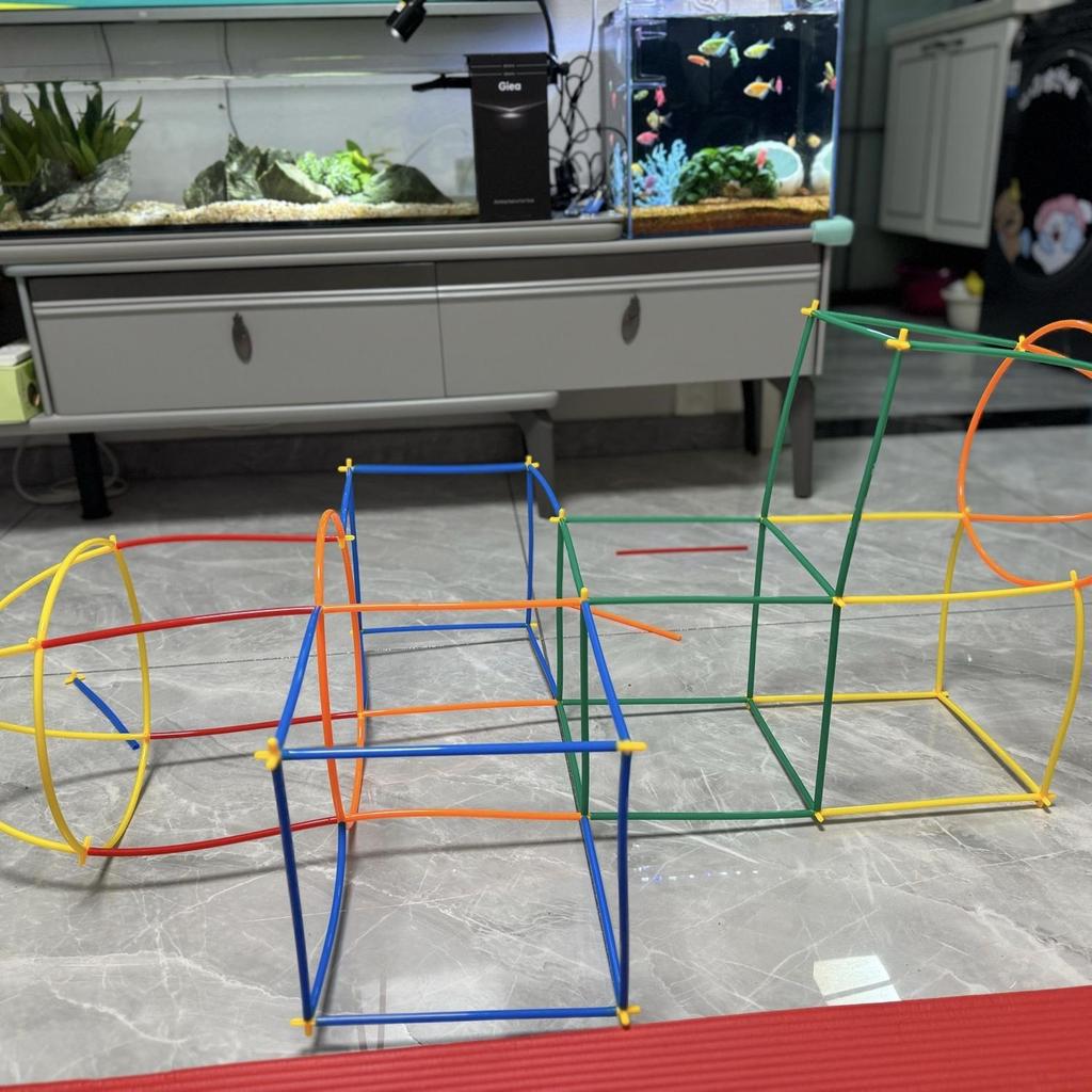 STEM Straw Builders Construction Set Large Pipe Connectors & Straws, Montessori Educational Toys for 3-10Year Olds