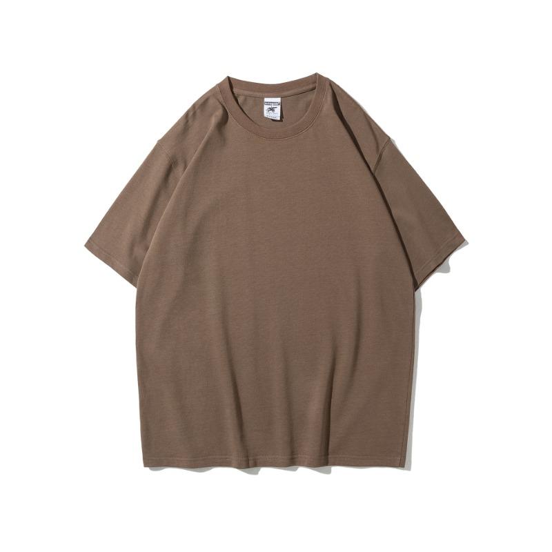 Летняя мужская футболка плотностью 280 г с круглым вырезом из чистого хлопка, однотонная футболка с коротким рукавом для мужчин