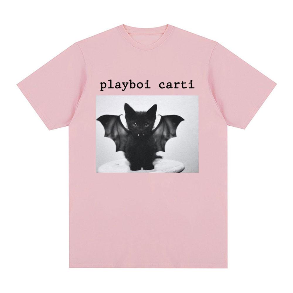 Футболка с графическим принтом кота рэпера Playboi Carti Винтажная 90-х Винтажная хип-хоп футболка Модная повседневная оверсайз футболка Уличная одежда