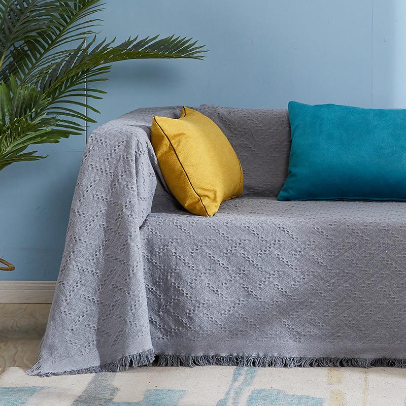 Cotton Linen Sofa Cover Blanket Solid Color Non-slip Sofa Towel for Living Room Furniture Decor Tapestry Couch Cover
