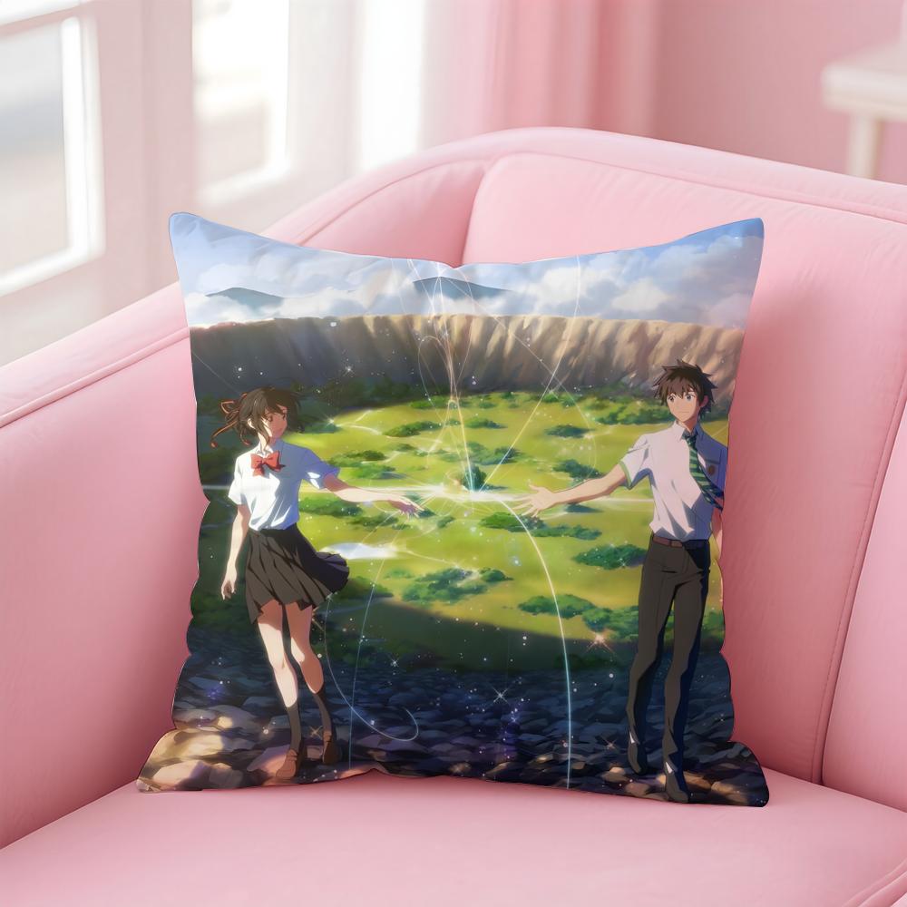 Anime YYou NameS Cushion Cover Pillow Case Soft Friendly Fabric Concealed Zipper