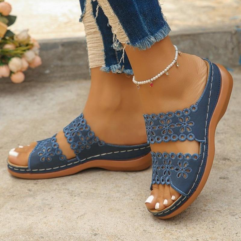 Туфли с вырезами Тапочки на одно плечо Повседневные шлепанцы на толстой подошве и танкетке