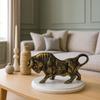 Brass Finish Bull Resin Statue for Home Decor (Pack of 1, Golden and Black)