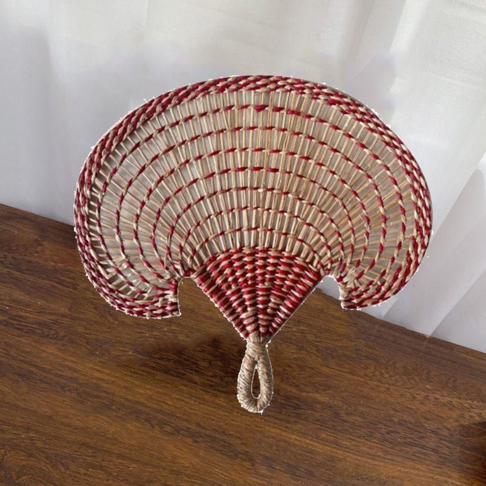 Natural Handheld Fan Hand-Woven Wall-mounted Fan Home Decor Cattail Fan  Home