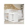 Двухъярусная кровать - Многофункциональная - Белая - Встроенный письменный стол - Шкафы для хранения - Повышенная безопасность
