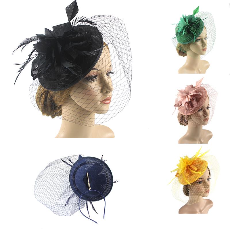 Ретро Sinamay повязка на голову Чародей Свадебная шляпа Ascot Hatinator Птичья клетка Вуаль