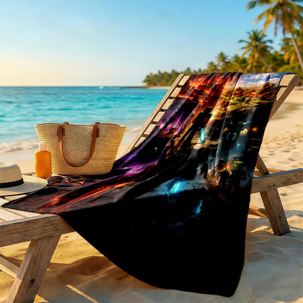 Minecraft Beach Towel High Absorbency & Quick-Dry Comfortable Lightweight Suitable for Swimming, Gym, Camping, Yoga Vacation