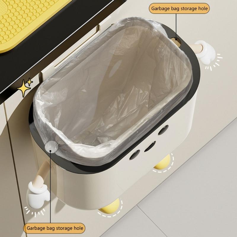 Trash Can Under Counter Kitchen Waste Bin Hanging Garbage Can Large Capacity, Cabinet Door Waste Basket