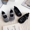 Youth style shoes Girls Velvet Bow Flat Shoes 2026 Princess Style Soft Sole Slip-On Toddler Kids
