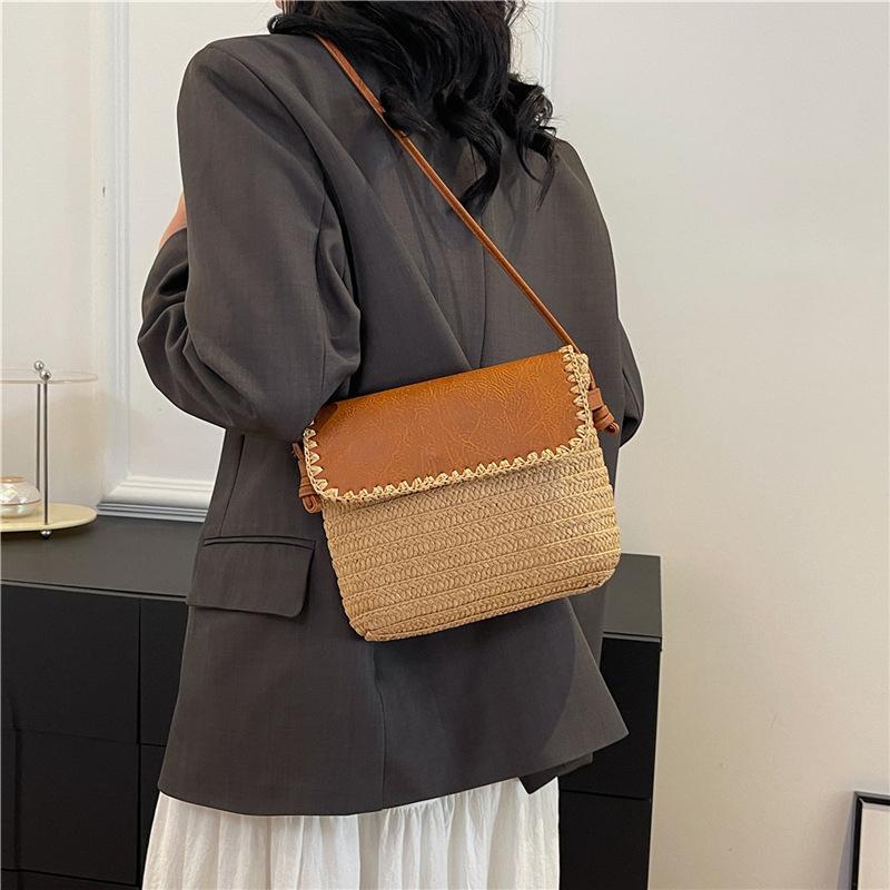 Сумка-мессенджер из бумажной веревки, плетеная вручную, для женщин, леди, пляж, маленькая сумка через плечо, сумка для отдыха, кошелек