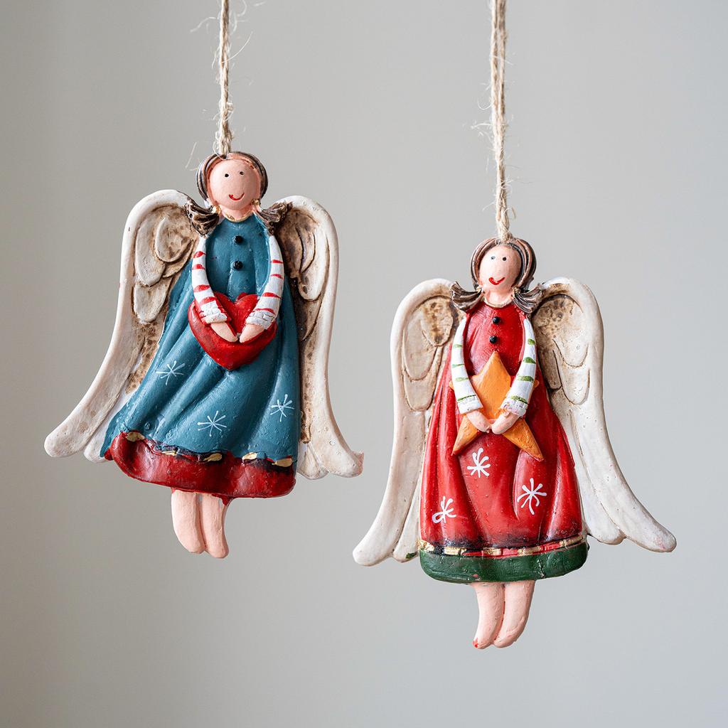 1PC Retro European Style Old Christmas Resin Angel Decoration Pendant Christmas Tree Decoration Pendant Christmas Tree Embellishment