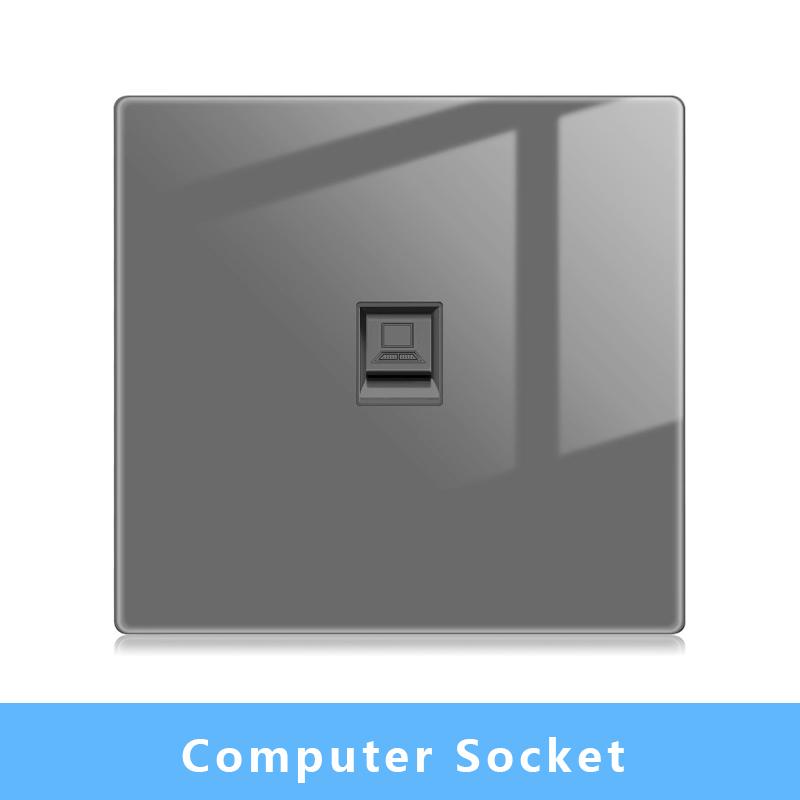 Настенный выключатель света Панель светодиодных индикаторов UK EU FR Универсальная электрическая розетка USB Фортепианные клавиши Самовосстанавливающиеся настенные выключатели Телевизор Компьютер