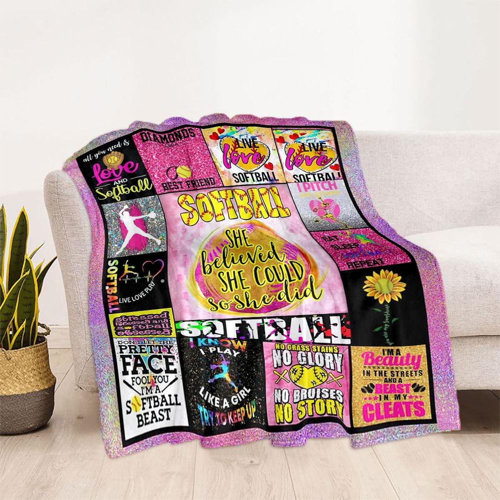 Softball Inspiration Collage Blankets are suitable for living rooms, bedrooms, camping, and other places, making them an ideal choice for gifts.