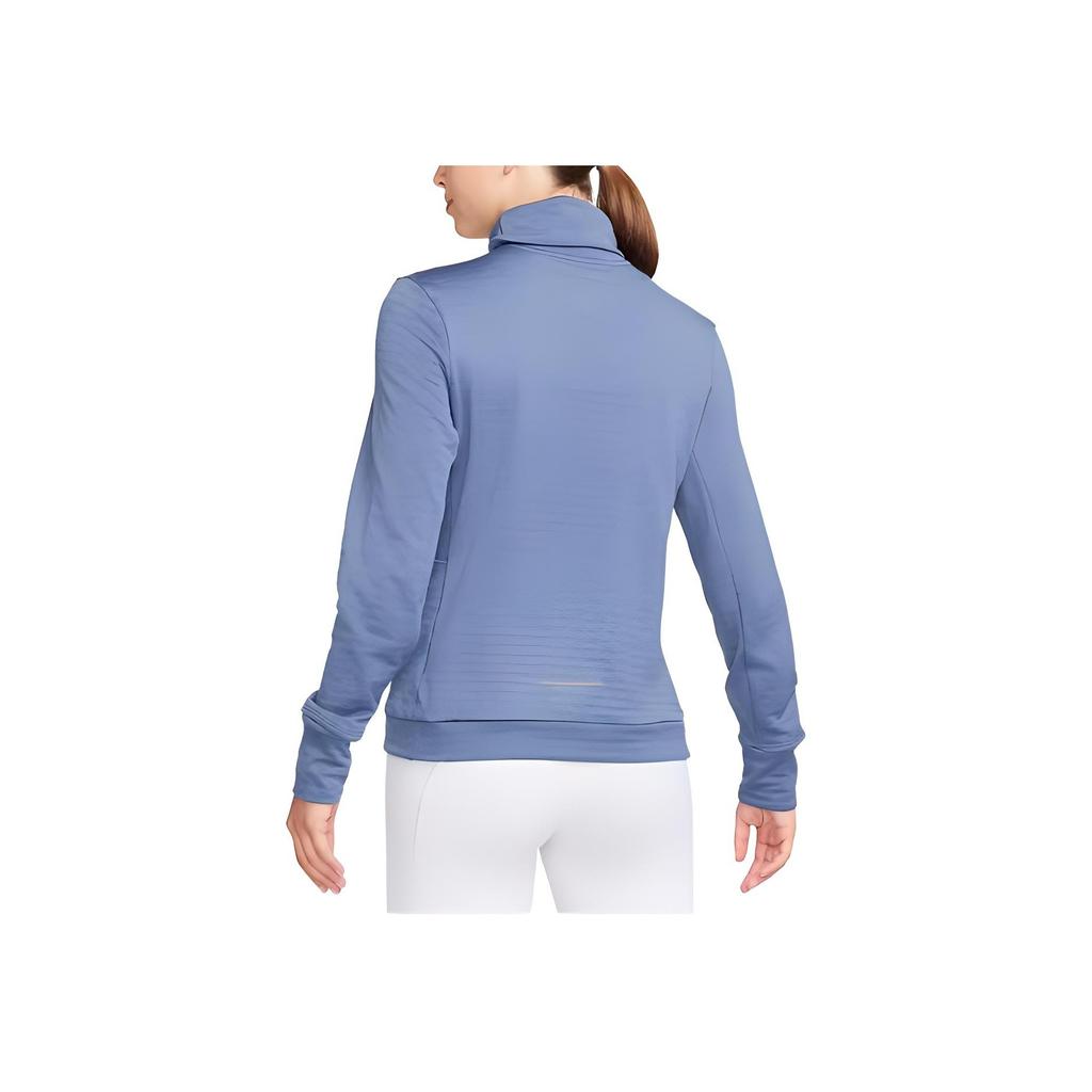 Nike Therma-Fit Solid Color Sports Training Running Long Sleeve Knit Shirt Women Tops Finn-Blue FB5307-491