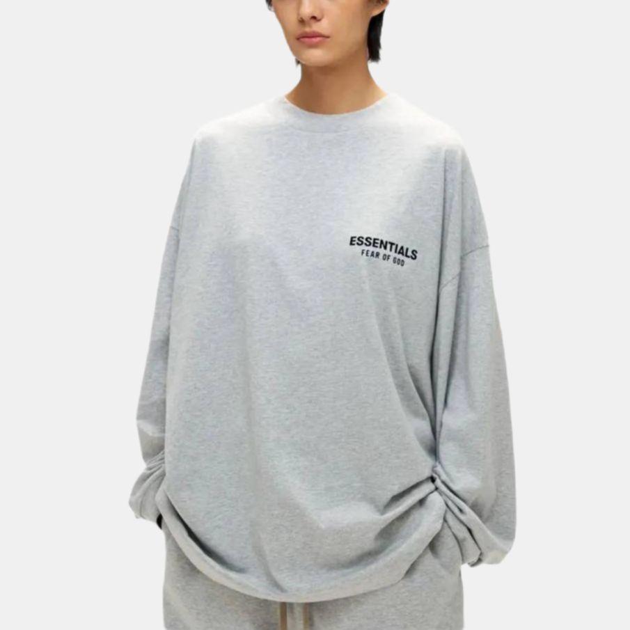 Fear of God Джерси Essentials с длинным рукавом, светло-серый, мужские топы 125HO244378F