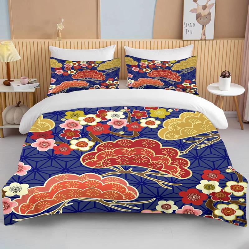 10 Sizes ese Kimono Fine Pattern Bedding 3 Piece Collection King Size Double Bedding Set Microfiber Or Polyester Duvet Cover Set