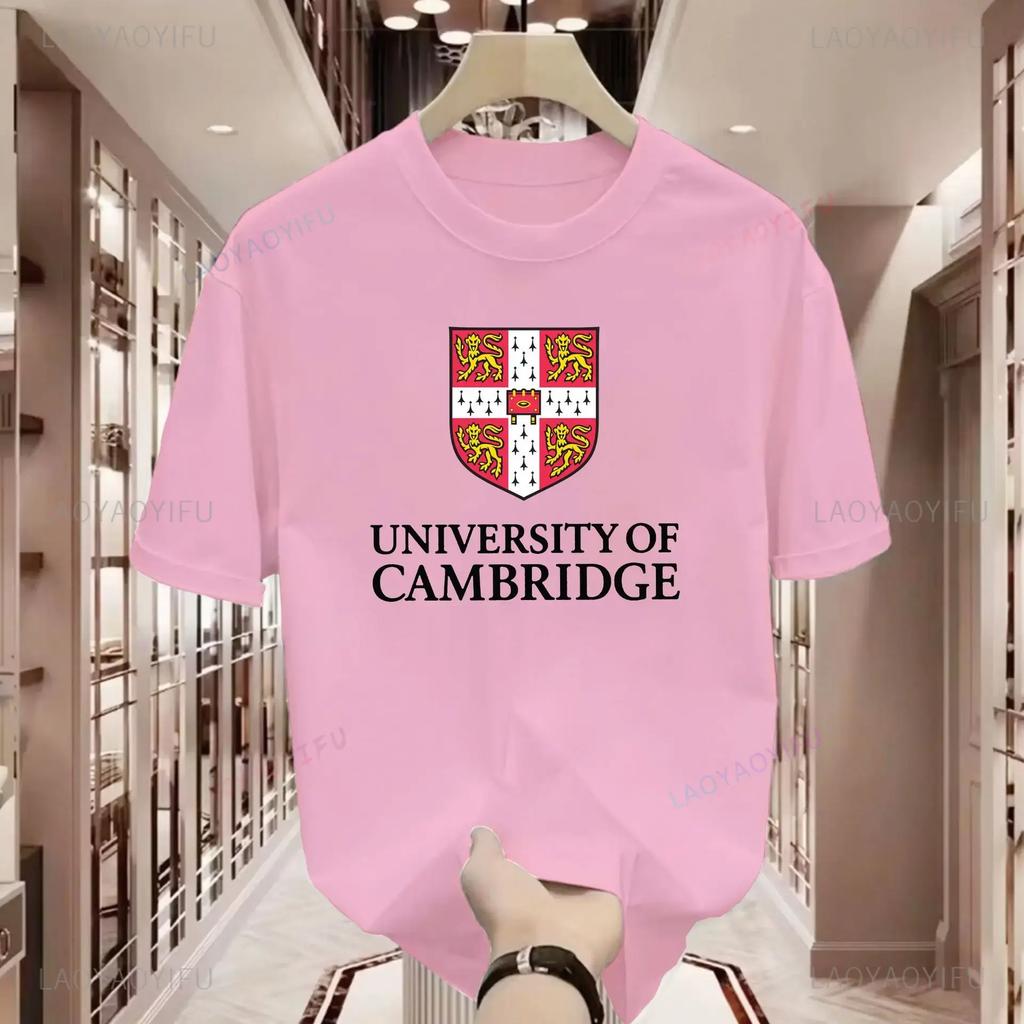 Cambridge University Short Sleeve Tshirt Alumni Commemorative Gift Unisex Campus Wear Summer Casual Streetwear