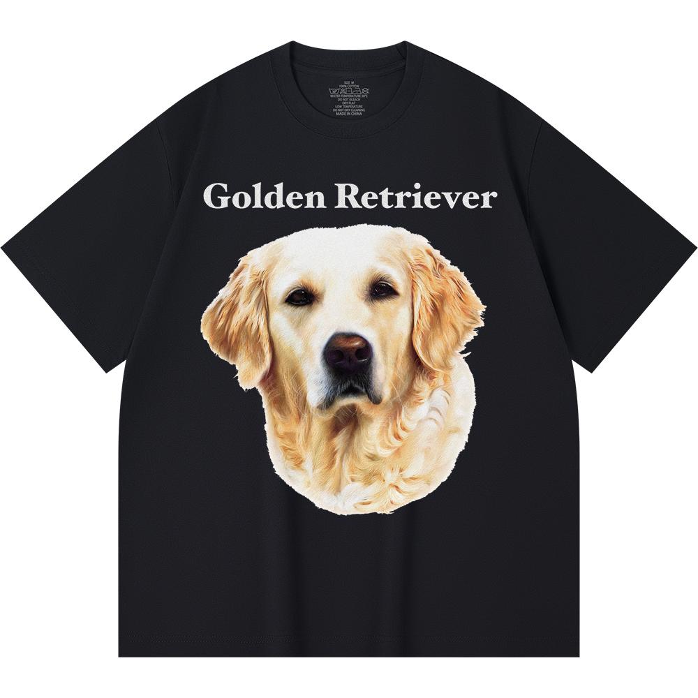 Футболка из 100% хлопка плотностью 230 г/м2 с принтом золотистого ретривера, забавная футболка из чесаного хлопка в стиле Харадзюку