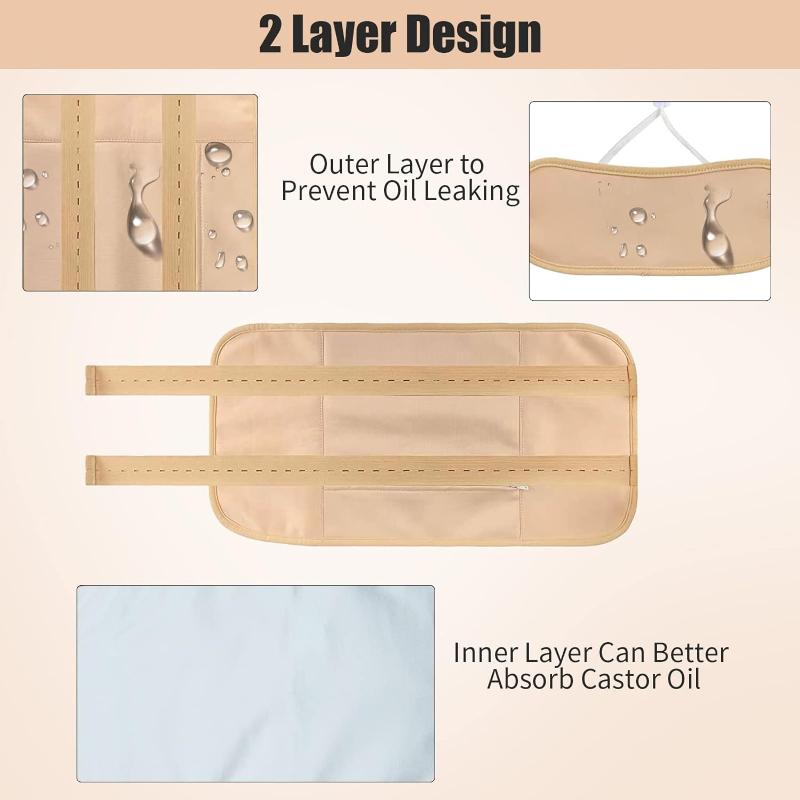 2 шт. многоразовое касторовое масло для детоксикации печени, ремешок для ухода за щитовидной железой, запорами и воспалениями, обертка на талию и шею (без масла)