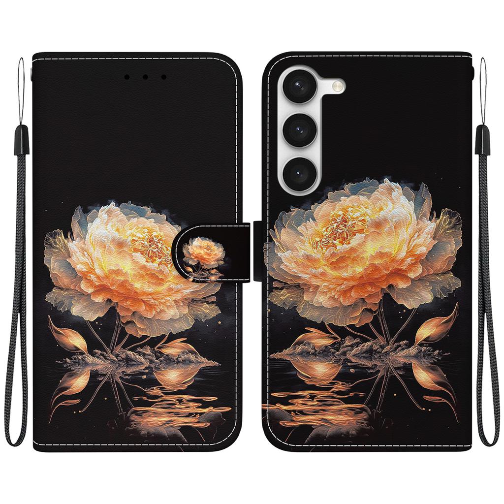 Wallet Case with Card Holder Floral PU Leather Case Kickstand Wrist Strap Shockproof Cover for Samsung Galaxy S23 S22 S21 S20 Plus Ultra S8 S9 S10