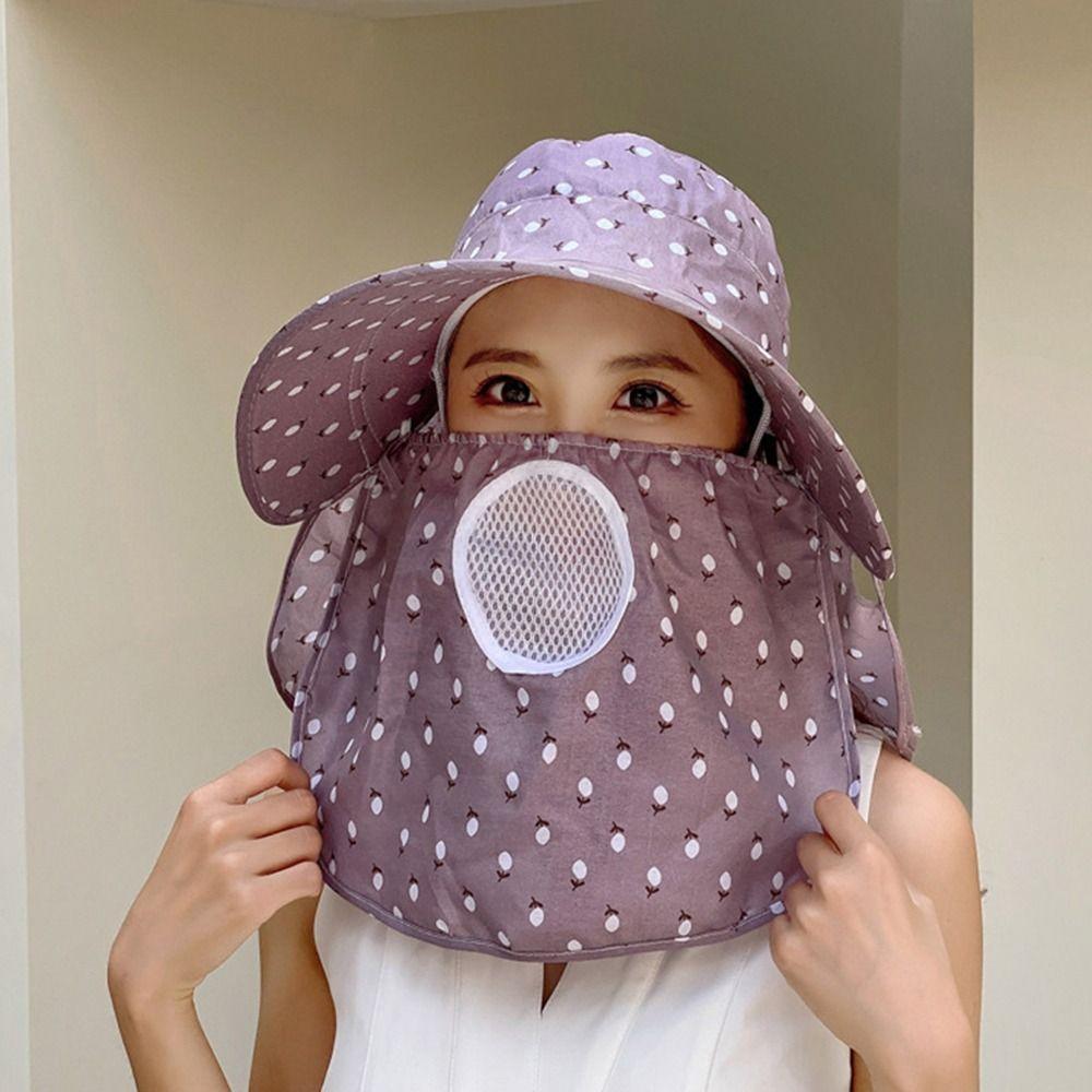 Face And Neck Sunhat Wide Brim UV Protection Hat Casual Summer Sunscreen Outdoor
